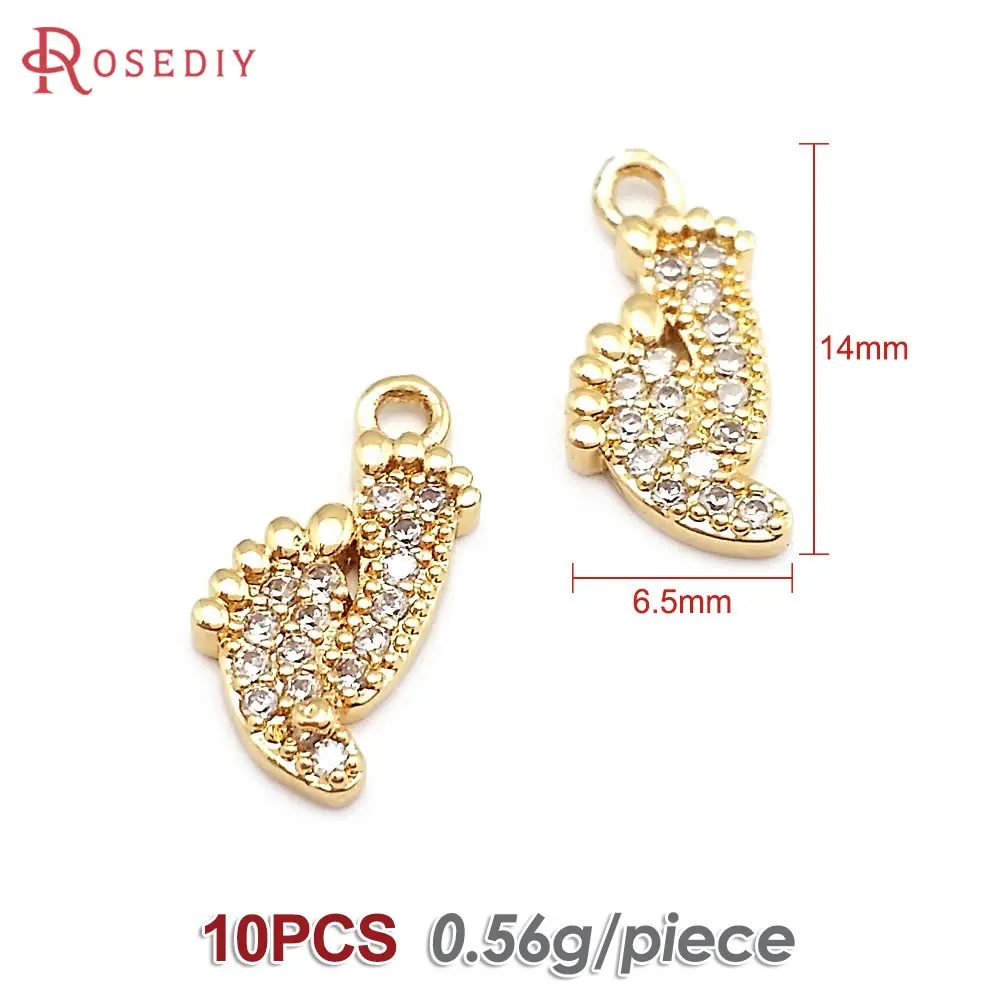 10PCS 18K Gold Color Little Feet Charms Pendants High Quality Necklace Earrings Diy Jewelry Accessories Rosediy official-website