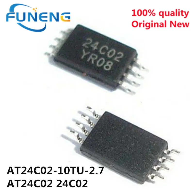 50pcs AT24C02-10TU-2.7 AT24C02 24c02 TSSOP8 2-Wire Serial EEPROM IC