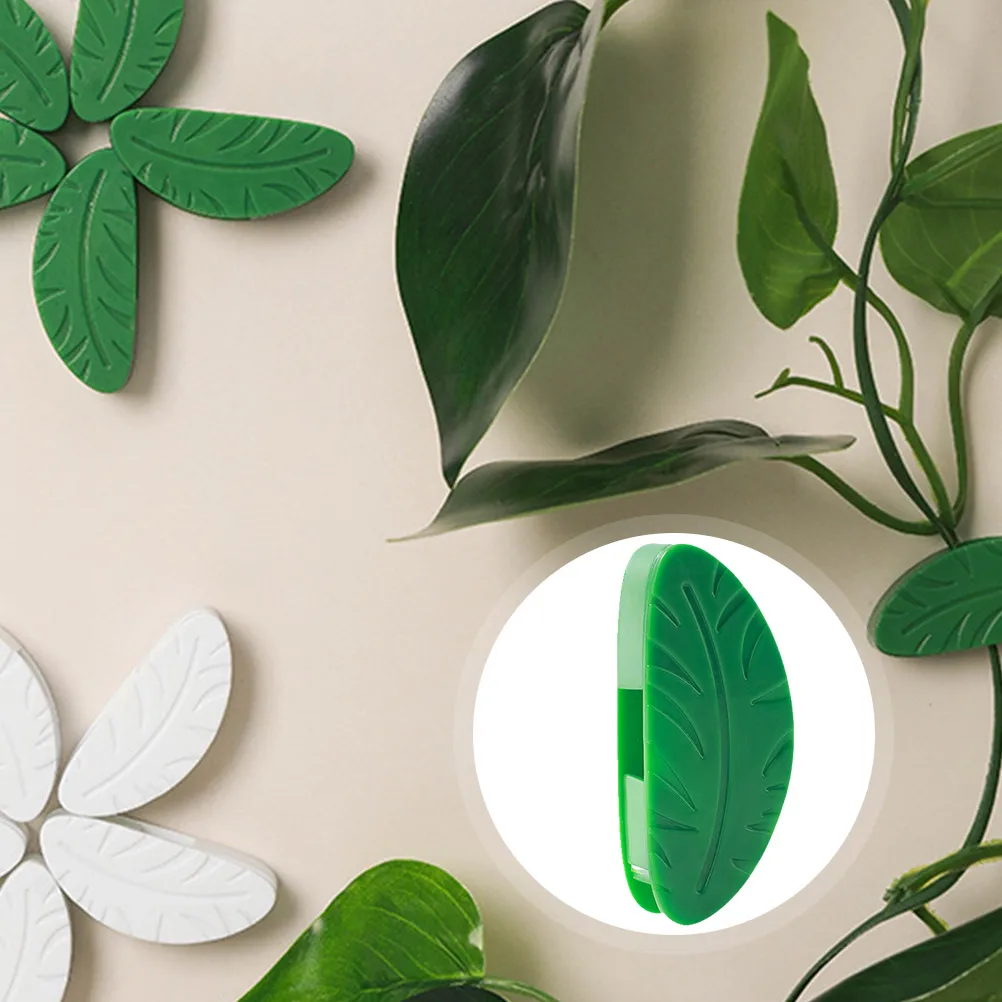 

8pcs Green Plant Fixer Leaf Design Wall Clips Vine Climbing Holder Fixing Hook For Garden Trellis Plant Fixture Clamp Vegetable