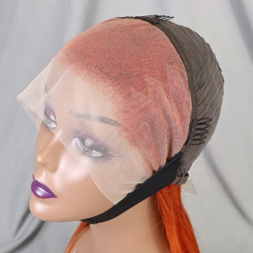 Imagen 2 del producto Pelucas de cabello humano liso Bob de 200% de densidad, pelucas de cabello humano Frontal de encaje transparente 13x4, cabello humano 100%, peluca de color jengibre 99J