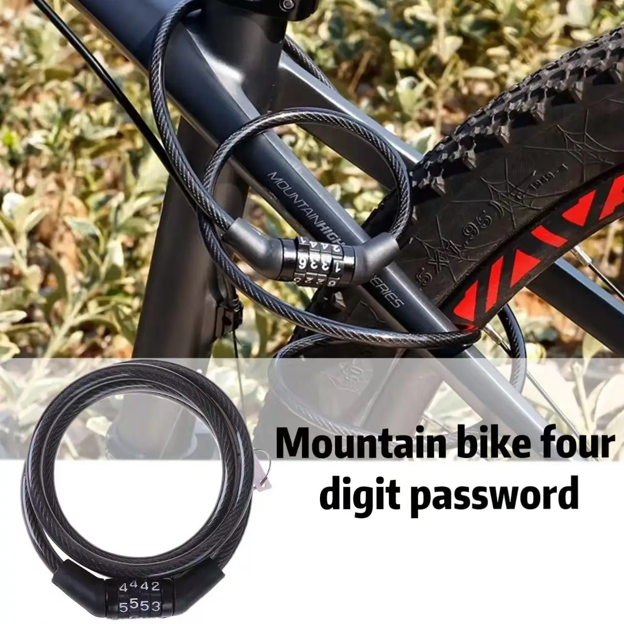 Candado para bicicleta con contraseña de 4 dígitos, candado antirrobo, accesorios de seguridad para bicicleta, candado para bicicleta con cable de acero