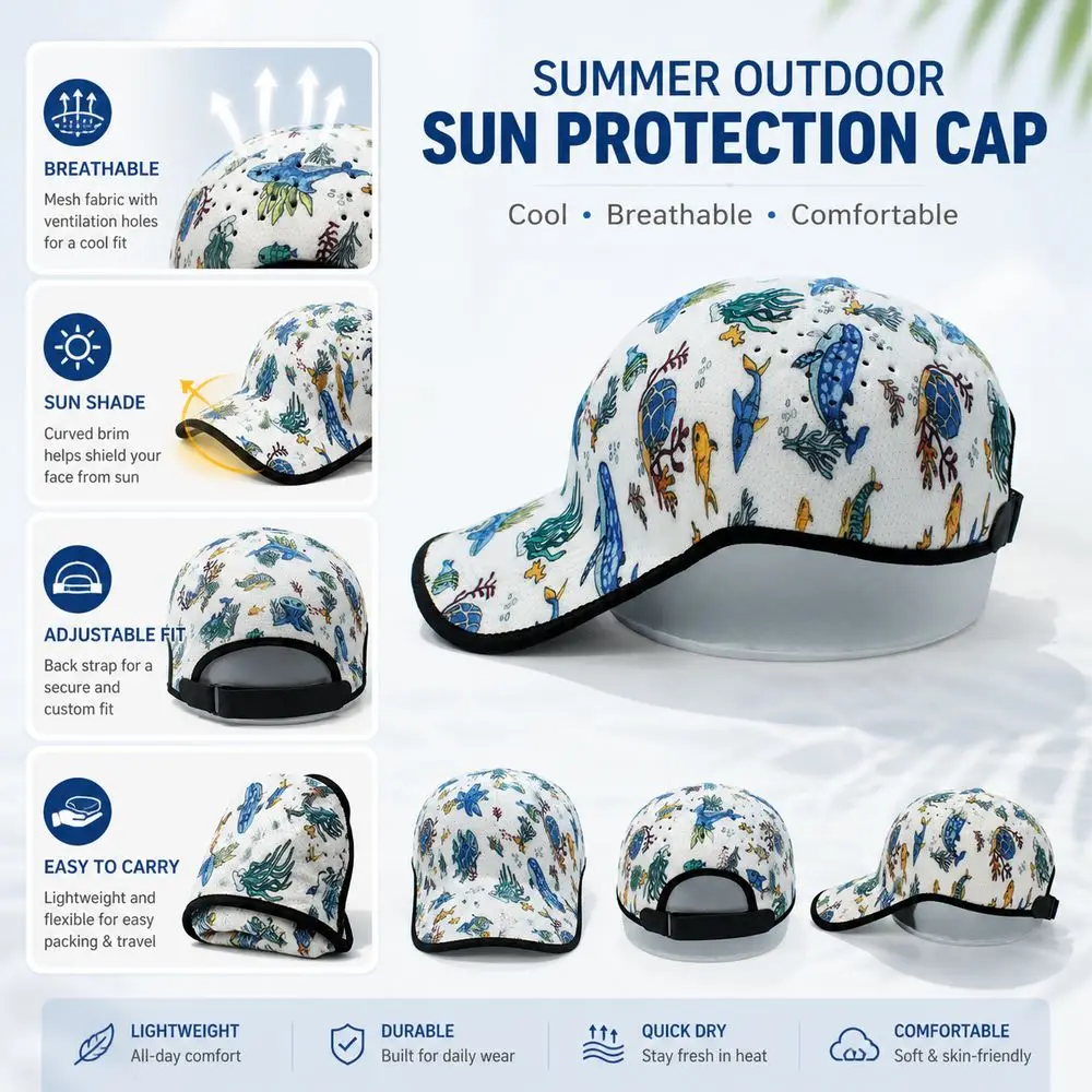 Creative Gift Seamless Baseball Cap Packable Lightweight Sports Hat Polyester Quick Drying Visor Cap