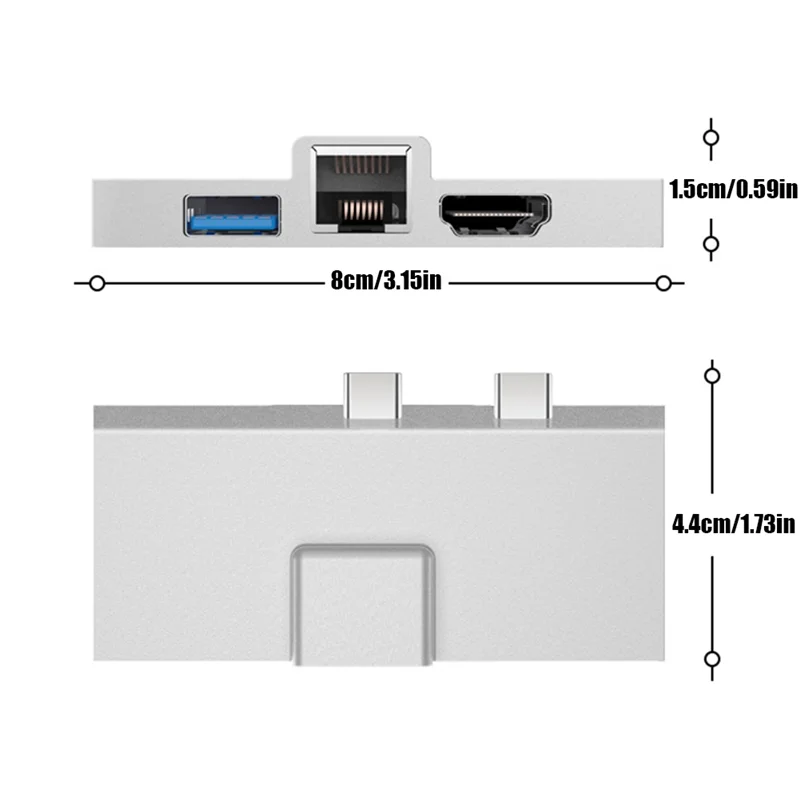 A08F-7-In-1 Docking Station Type-C Hub Pro 8 9 X With 4K RJ45 USB 3.0 Memory Card Reader