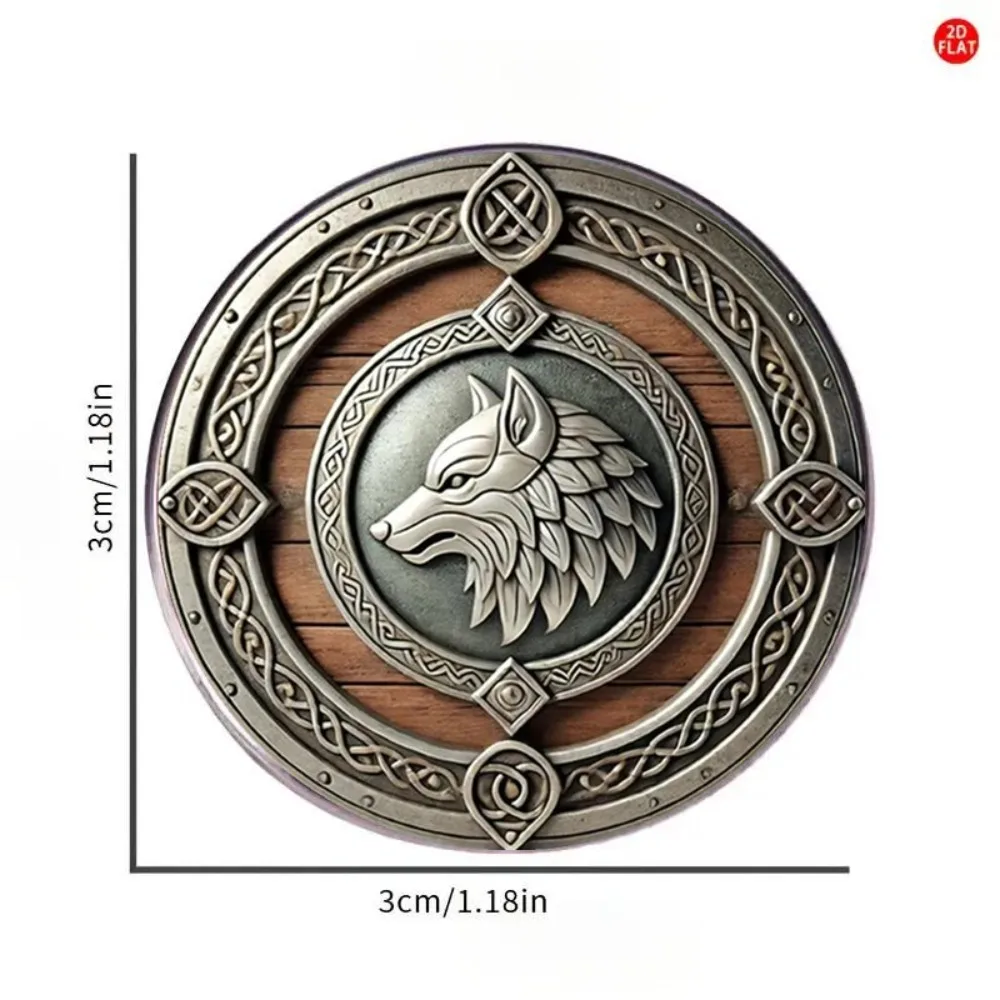 Viking Wolf Shield Brooch - 2D Flat Nordic Warrior Spirit Guard Badge for Jackets Backpacks Hats