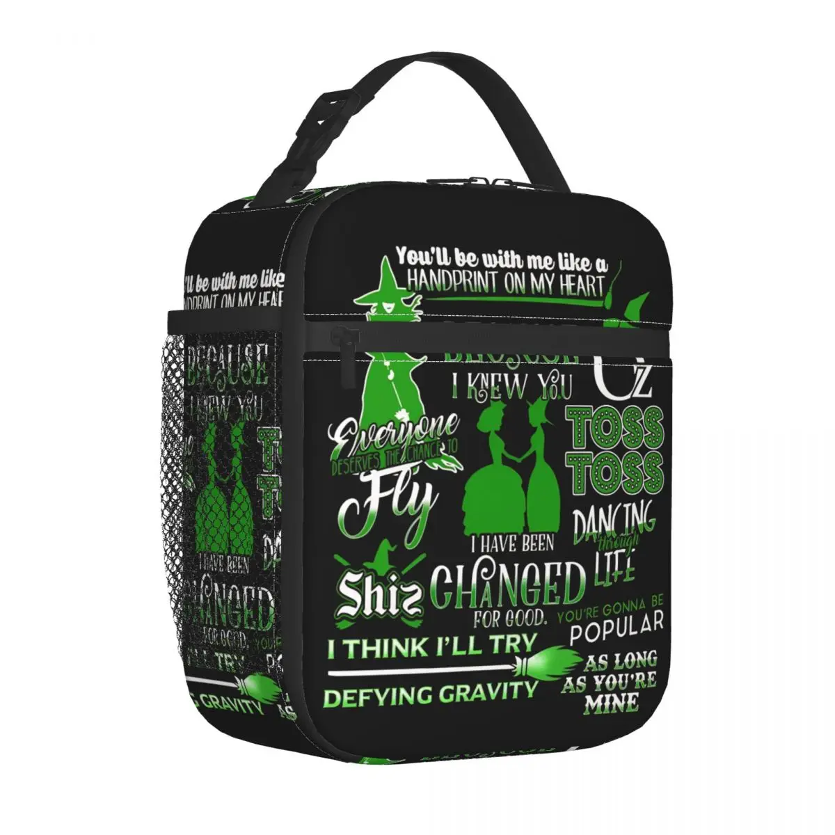 Wicked For Good Quotes Insulated Lunch Bag Portable Reusable Thermal Bag Tote Lunch Box College Outdoor Girl Boy