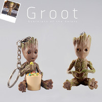 8Pcs Groot Keychains Decoration Anime Action Figures Cute Toy Q Figurals Car Key Bag Decoration Models Children Birthday Gifts