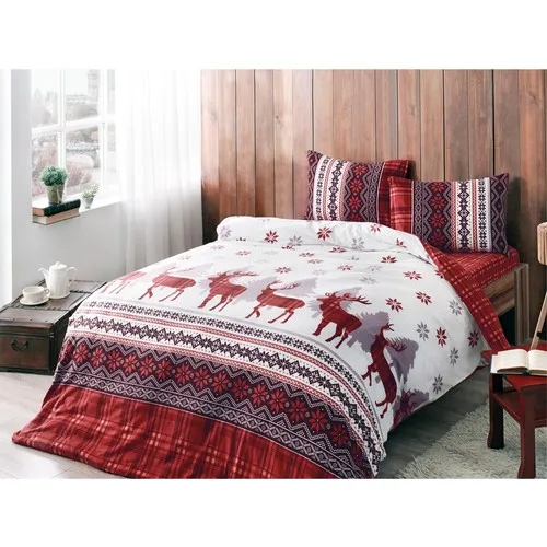 Christmas New Year Desing Linens Ranforce Snow White Red Kids Double Duvet Cover Set Bedspread On The Bed Bedding Set For Home