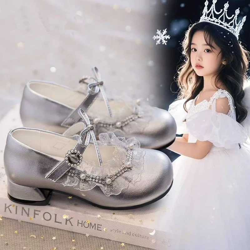 

Детские туфли для девочек на каблуке, для танцев и праздников, 2026, новые, из натуральной кожи, с круглым носком, мягкие