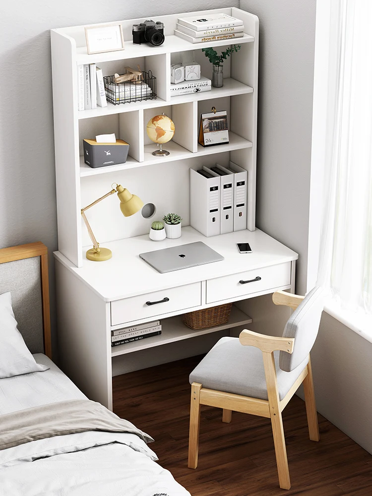 Desk bookshelf integrated table small apartment computer desk desktop home bedroom desk student learning writing table