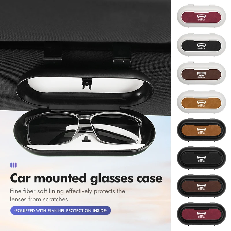 Car Glasses Sunglasses Case Suede Sun Glasses Clip Storage For Geely Monjaro Atlas Tugella Geometry C Coolray Emgrand ec