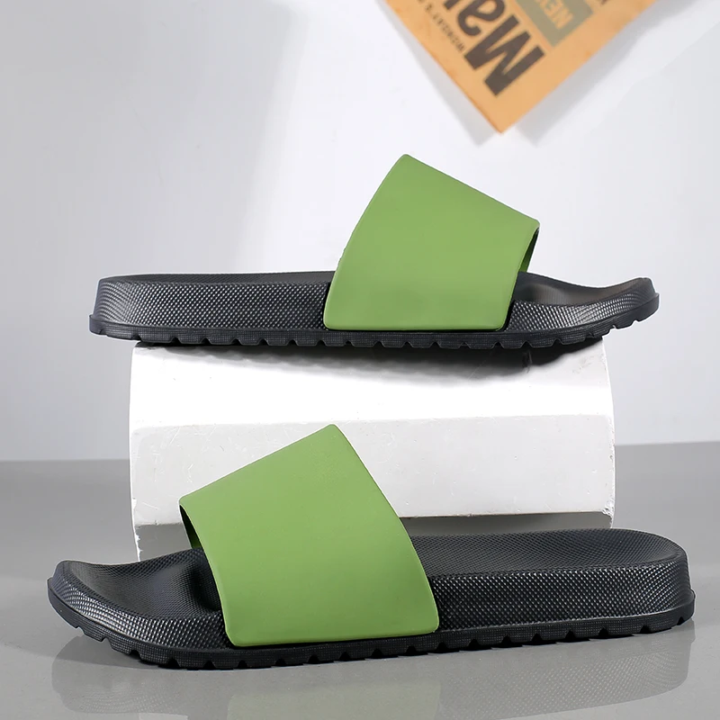 Anti Slip Grain Men Shower Room Slippers EVA Soft Cushion Water Resistant Open Toe Slides Indoor Comfort Sandals