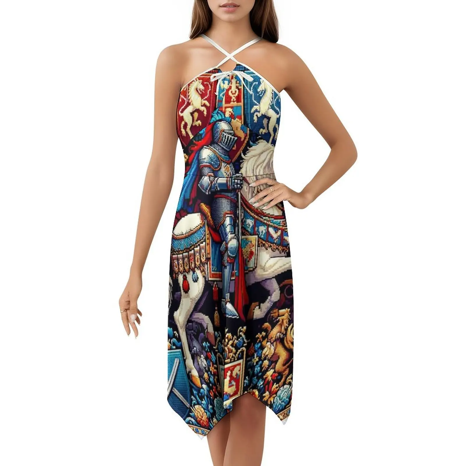 تصميمات مملكة الفارس بدون خياطة وفستان حفلات نسائي ملابس الشارع الشهير ملابس نادي مطبوعة عصرية لتصميم مزخرف للسيدات #5