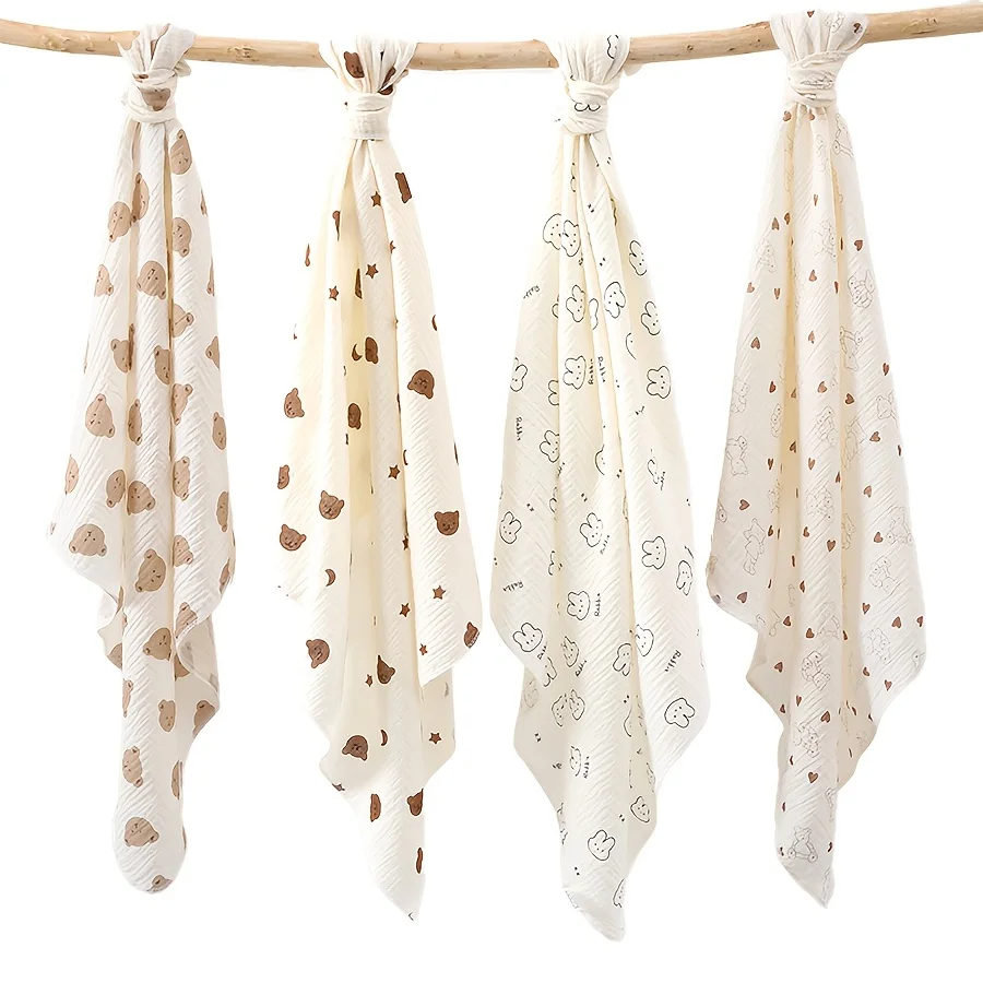 

3-Pack of Baby Gauze Blankets, Available in Various Patterns, Double-Layer Gauze Baby Swaddle Wrap, Soft and Breathable, Essential for Newborn Bathing, Ideal Gift for Babies.
