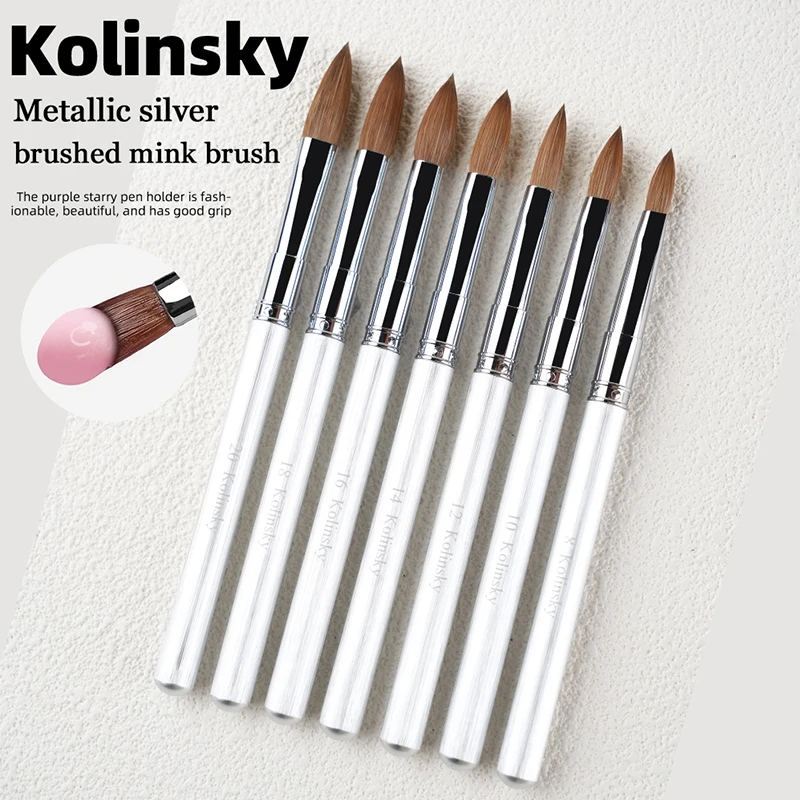 

Sweet-Z High Quality 100% Kolinsky Nail Brush Size 8-20 White Color Metal Handle Drawing Brush for Acrylic Powder Wholesale