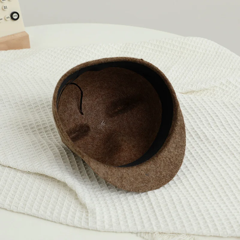 Winter Wool Felt Baby Hat Cute Cat Ears Toddler Boys Girls Equestrian Cap  Solid Color Warm Kids Duck Tongue Caps