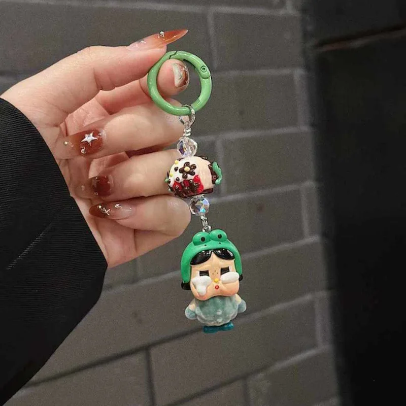 New Mini Crybaby Keychain Cartoon Creative Three-dimensional Doll Students Schoolbag Pendant Car Key Chain Women and Men Gifts