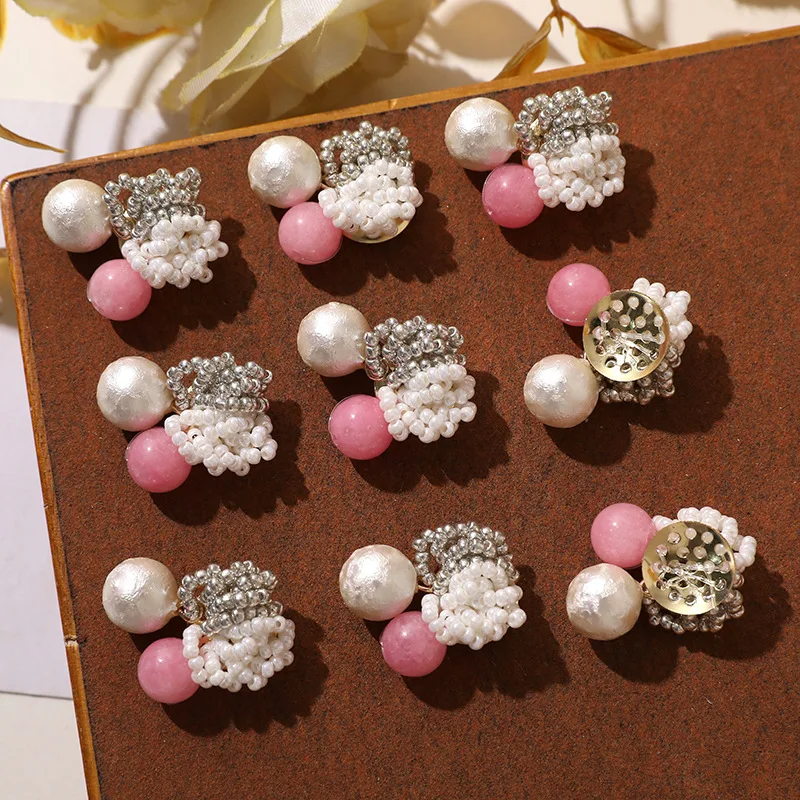 Clog Charms 1 Piece Beaded Cotton Pearl Mixed Colors Floral Handmade Decor Cute Trendy Street Korean Style for Ladies