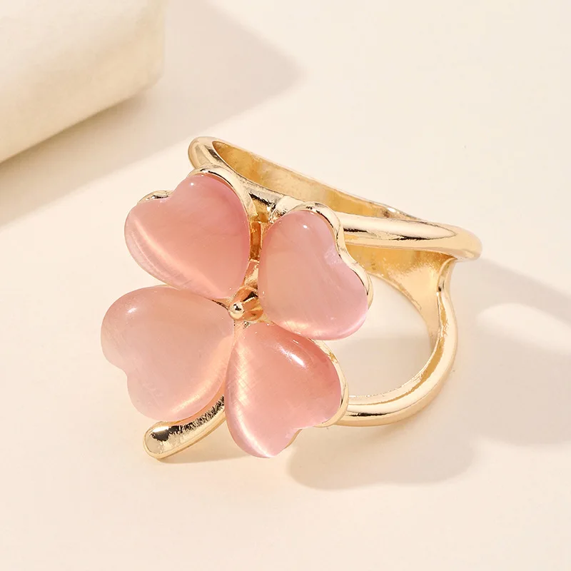 Hebilla de bufanda de piedra de ojo de gato de trébol de cuatro hojas, cuerno de Metal para mujer, hebillas de fijación de gemas de ojo de gato, hebilla decorativa para bufanda de ropa