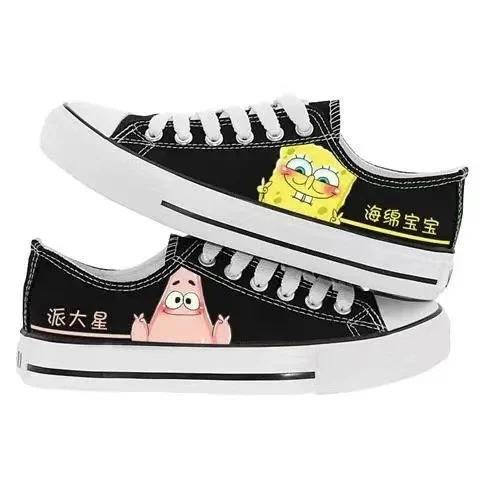 r‌eal pictures 2025 new autumn pikachu cat and mouse cartoon plus big size black man board shoes women girls canvas Casual Shoes