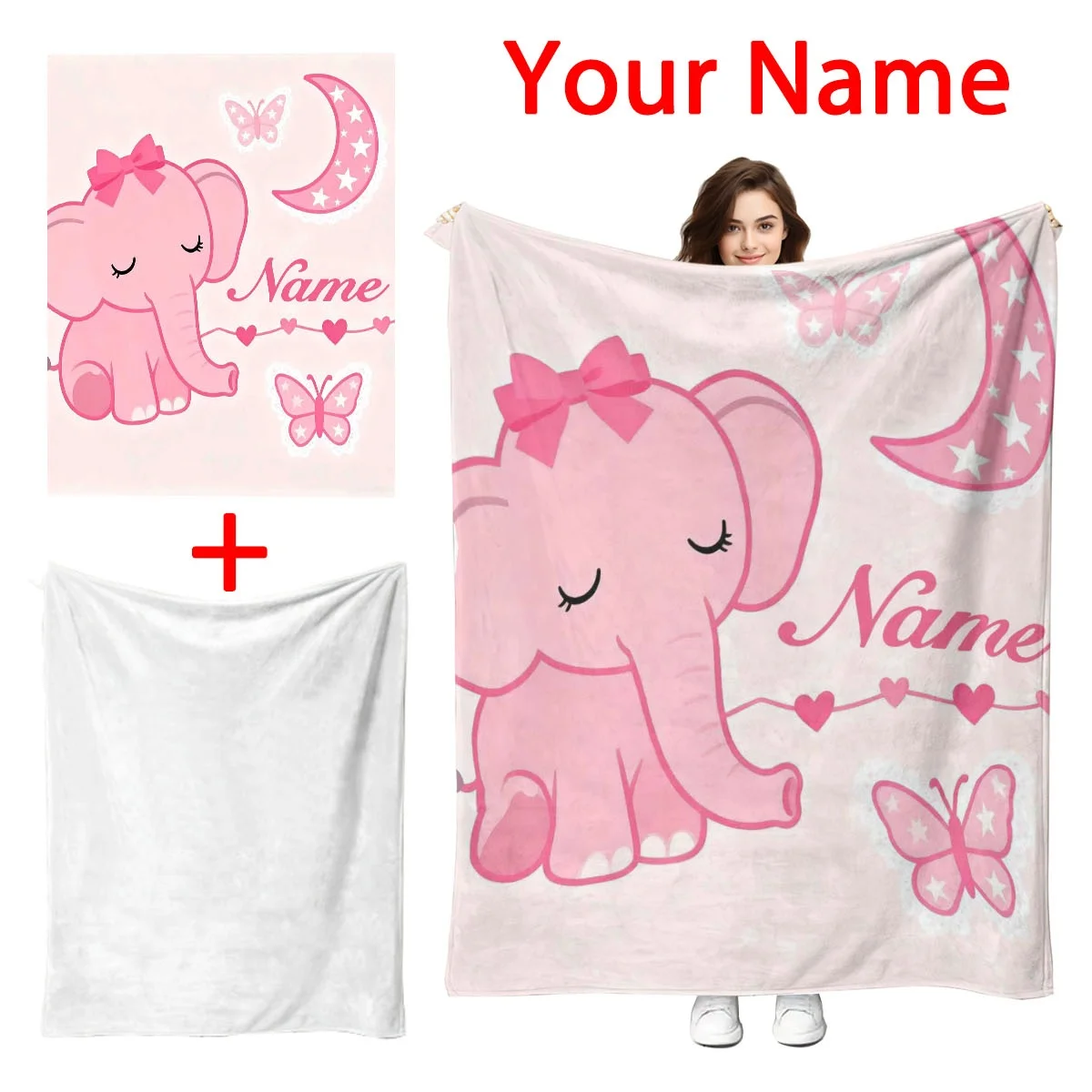 Personalisierte Namensdecke Individuell Gestaltete Winter-Flanell-Plüschdecke Extra Dick Weich Warm Komfortabel Gemütlich Sherpa-Fleece-Überwurf für Sofa und Bett