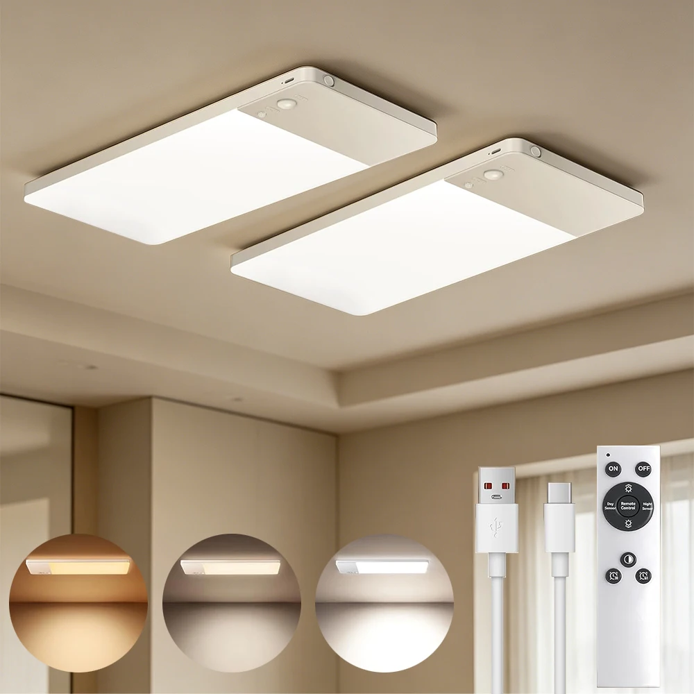 UMEXUS Wiederaufladbare Deckenleuchte mit Bewegungssensor, kabellose LED-Wandschrankleuchte, 10000 mAh Akku für Badezimmer, Speisekammer, Veranda, Garage