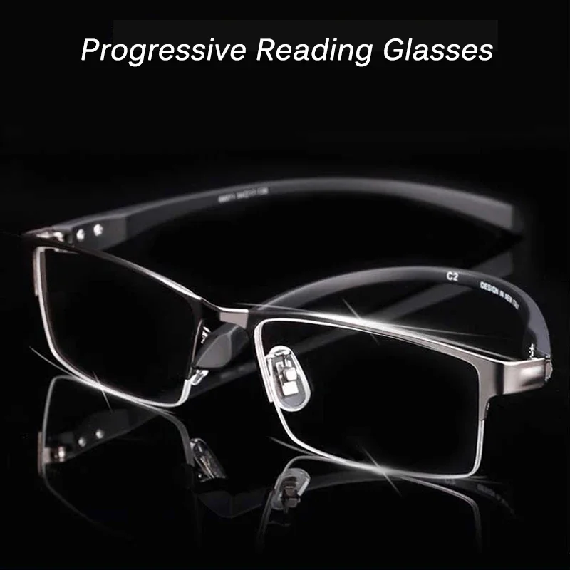 Transition Photochromic Progressive Reading Glasses Men Multi-Focus Anti Blue Ray UV400 Women Computer Hyperopia Spectacles