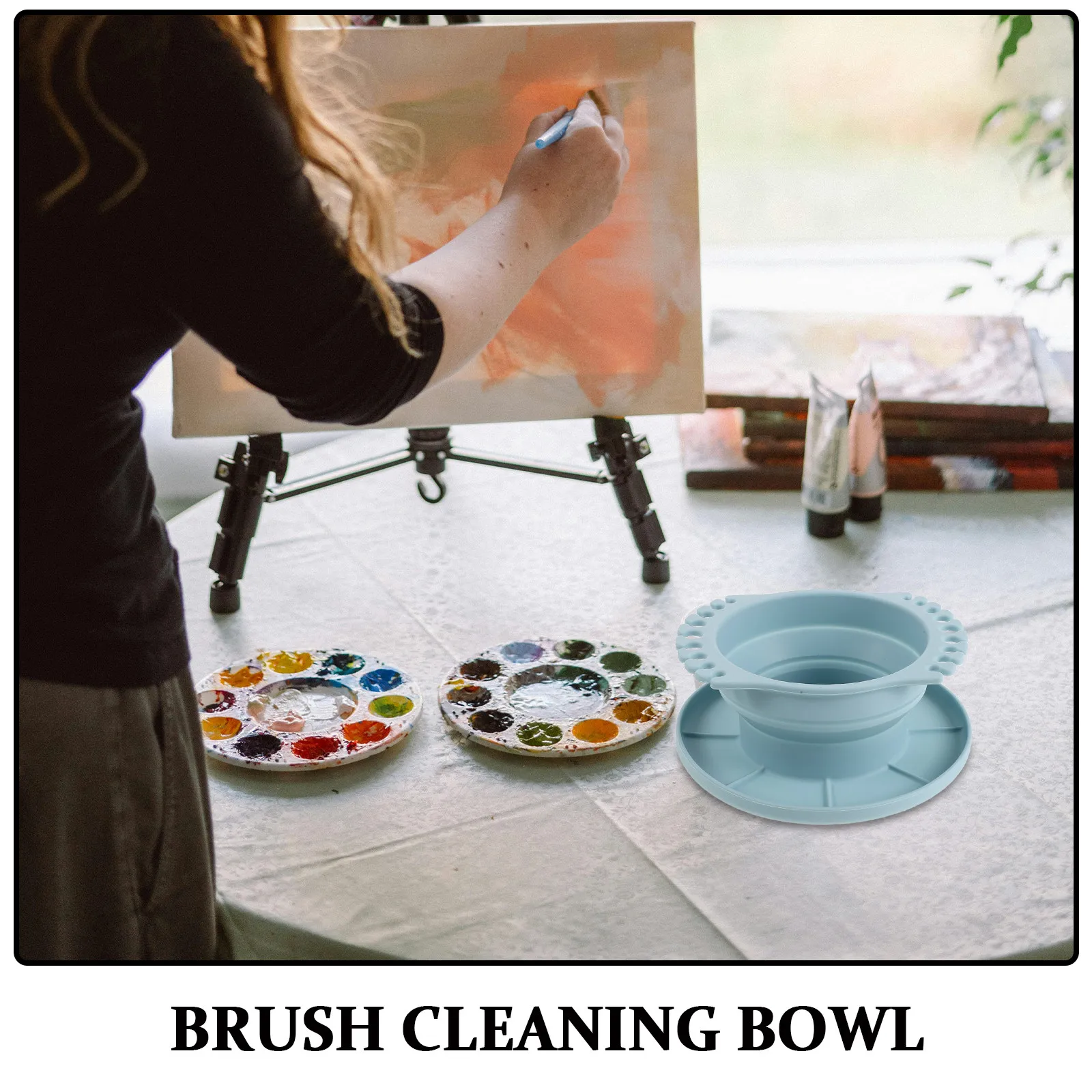 Portable Collapsible Silicone Wash Cup Paint Brush Holder Painting Brush Washing Bucket Watercolor Acrylic Oil Art