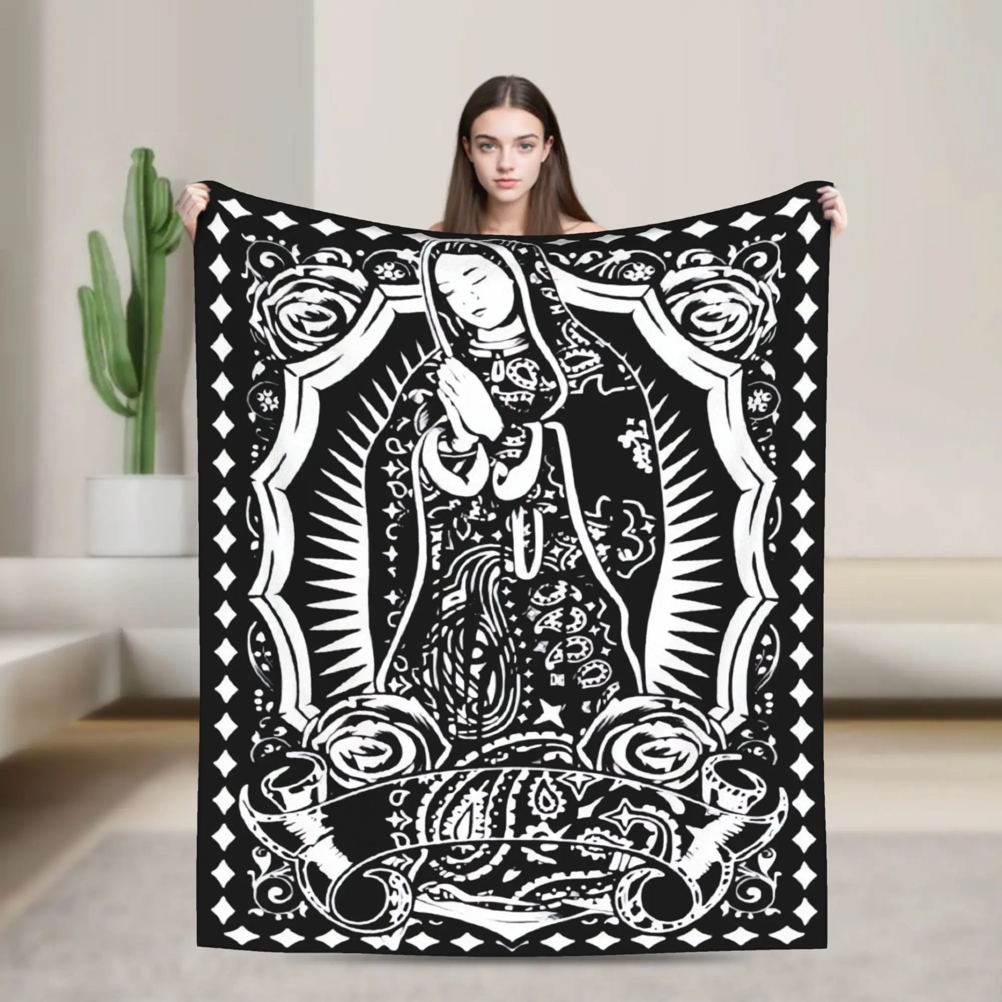Super Soft Blanket Airplane Travel Virgin Mary Cherubs Rose Throw Blanket  Flannel Bedspread For Home Decor Funny Sofa Bed Cover