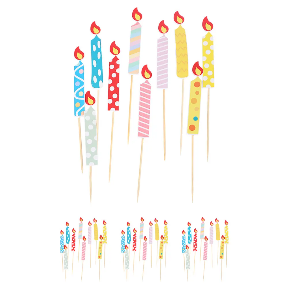 

40 Pcs Paper Flame Candles Birthday Cake Decoration Party Supplies Delicate Design Wax Props Special Occasions
