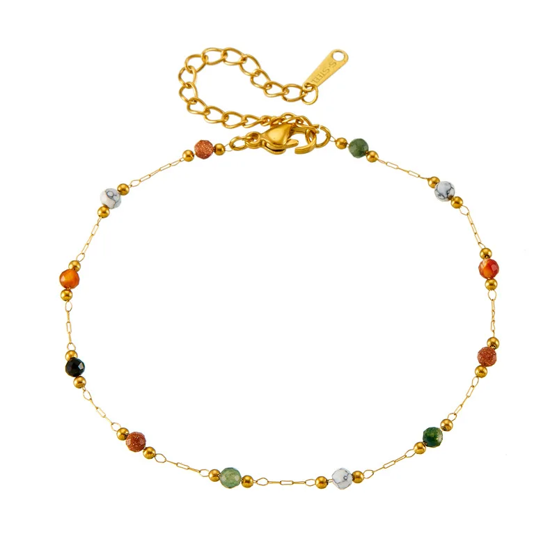 316L الفولاذ المقاوم للصدأ الخرز الملون الطبيعي سوار المرأة 2024 جديد موجزة الاتجاه غير يتلاشى الذهبي اليد مجوهرات هدية