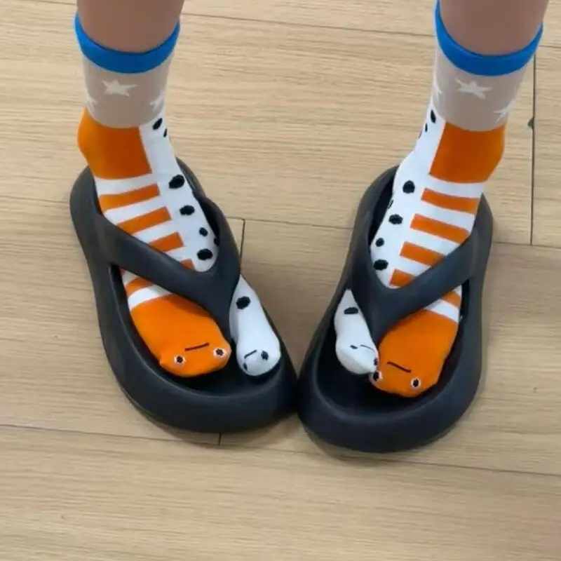 5 Pair Mix Cute Cartoon Garden Eel Split Toe Socks Women 2026 Breathable Cotton Funny Tabi Socks Unisex Japanese Style Stockings