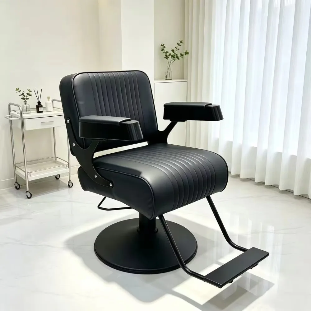 Leather Barber Chair with Swivel Feature Minimalist Design for Beauty Salons & Barbershops