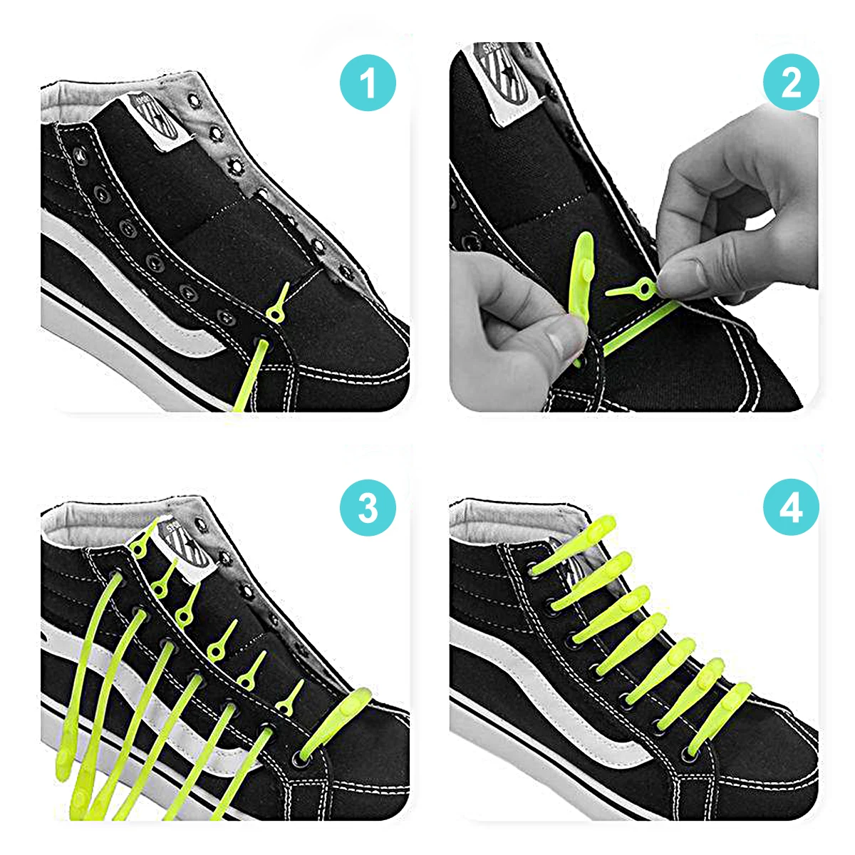 12/24pcs Set Lazy No-Tie Elastic Silicone Shoelaces for Sneakers, Running Shoes, and Boots - For Children And Adults