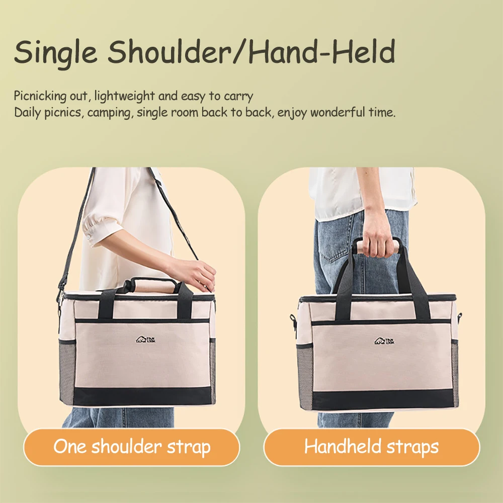 30L Large Capacity Picnic Bag Portable Waterproof Thermal Insulation Bag Ice Bag Lunch Box Bag Outdoors Food Storage Cooler Bag image 5