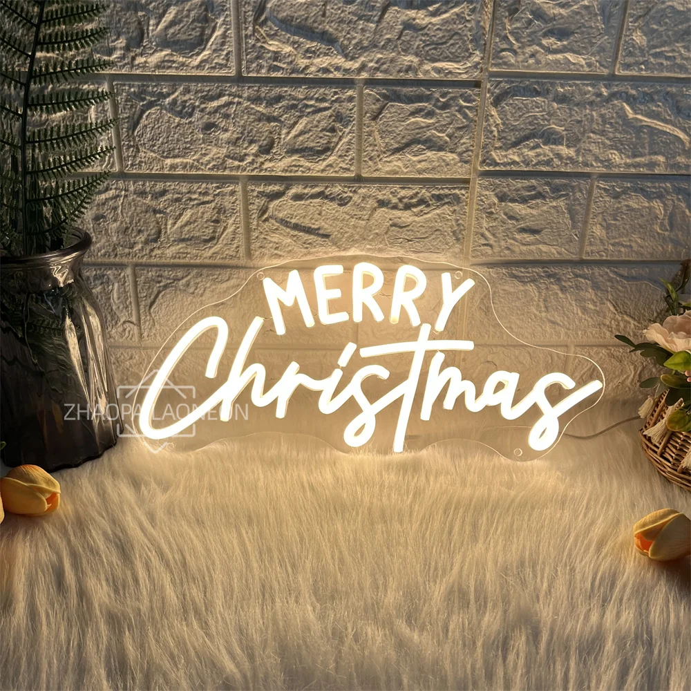 Merry Christmas Neon Sign for Room Wall Party Decor Christmas New Year Decoration Neon Light Signs Vibrant LED Lights USB
