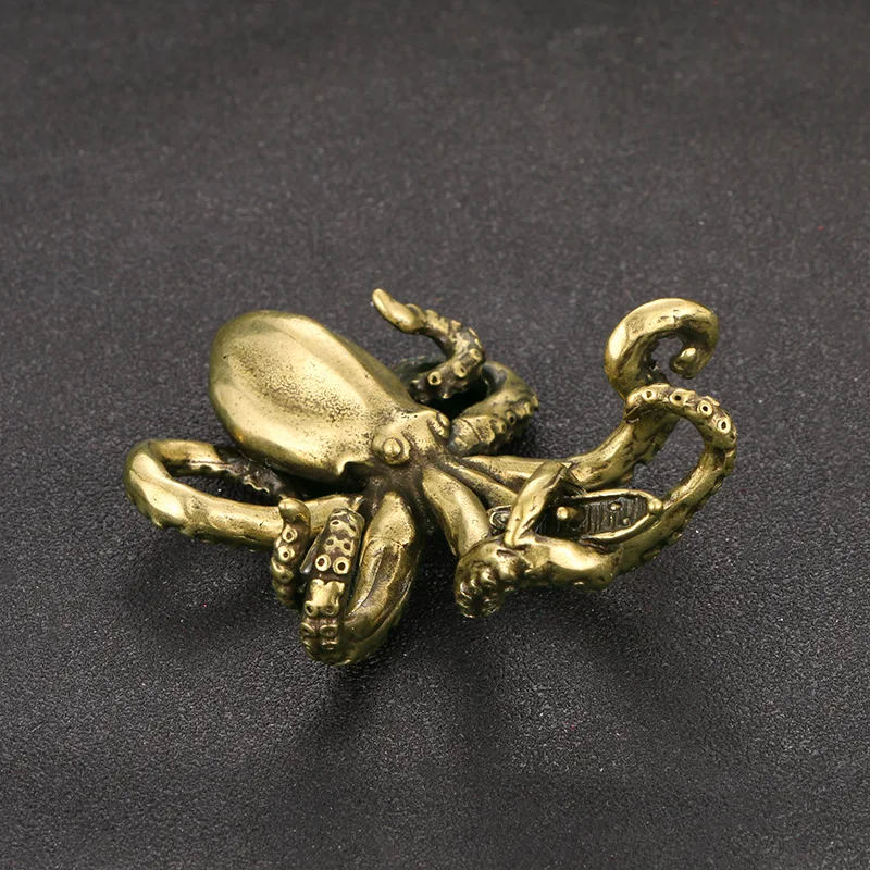 Vintage Octopus Brass Fun Desktop Tea Pet Ornament