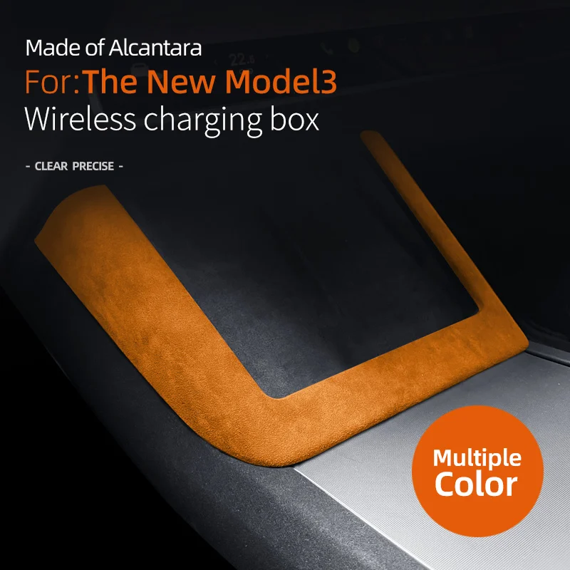 

Wireless Charging Frame for Tesla Model 3+ Alcantara Suede Protective Shell Decoration New Model3 Highland 2024 Car Accessories
