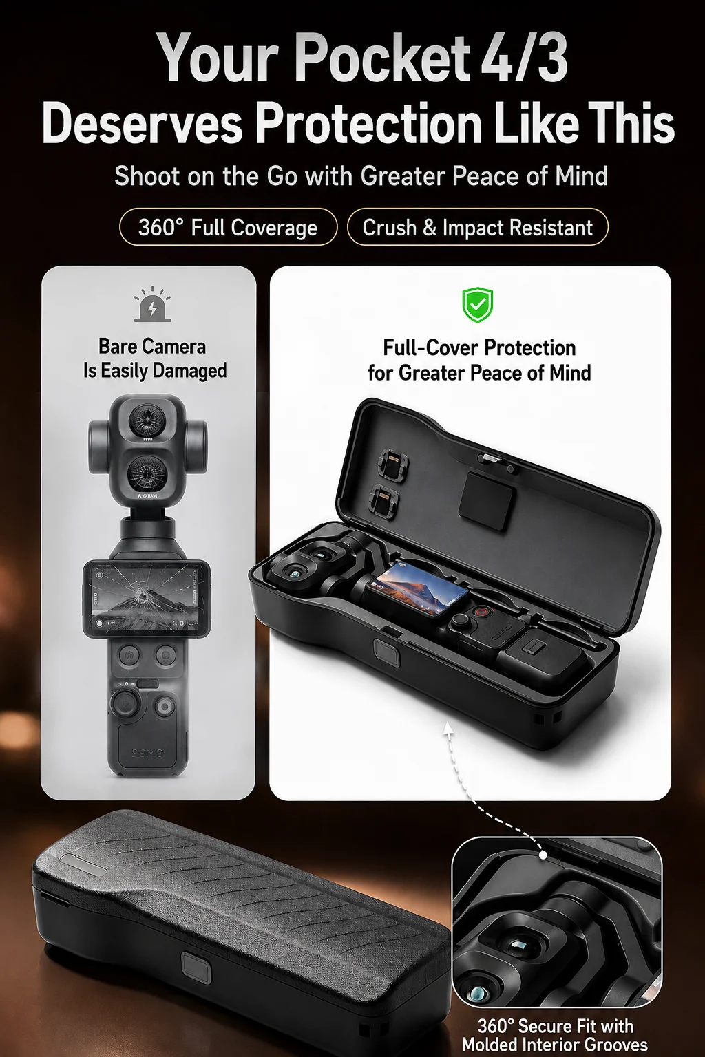 Wasserdichte Staubdichte Aufbewahrungsbox für DJI Pocket 4 Pro Harte Schutzhülle Sturzsicher Filterkartenfach Outdoor-Zubehör – Detail 7