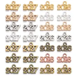 50pcs 7 Colors Alloy Metal Classic Number 2026/2027 Year Charms Fit Souvenir Handmade Jewelry Accessories Making 9x14mm