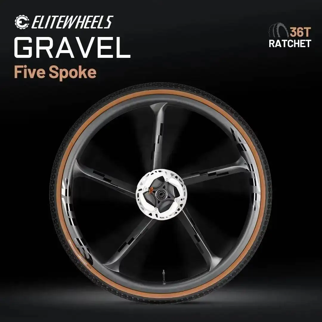 AliExpress ELITEWHEELS Five Spoke Gravel Carbon Wheels Ratchet System Center Lock Hub 700c Trail Cross Country Disc Brake Hookless 34x27mm