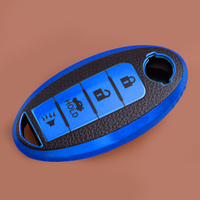 Blue 4 Buttons Smart Remote Key Fob Cover Case Holder Fit for Nissan Rogue X-Trail Altima Micra Teana Infiniti Q30 Q50 Q60 QX70