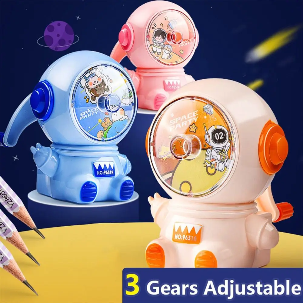 Astronaut Pencil Sharpener Third Gear Adjustable Crank Sharpener School Pencil Sharpener Cartoon Sharpeners Pencil Pencil Sizes