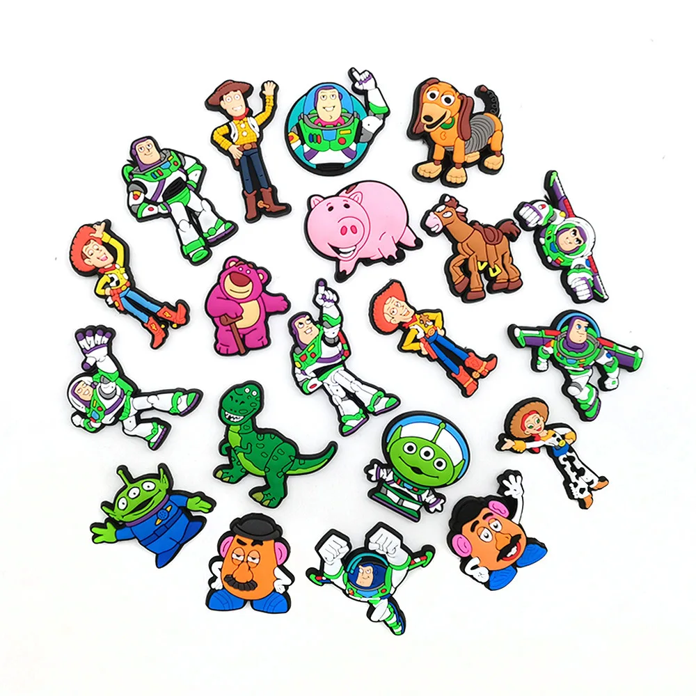 20Pcs Cute Toy Anime Cartoon Shoe Charms For Clogs Bubble Slides Sandals PVC Shoe Decorations Accessories For Unisex Gifts