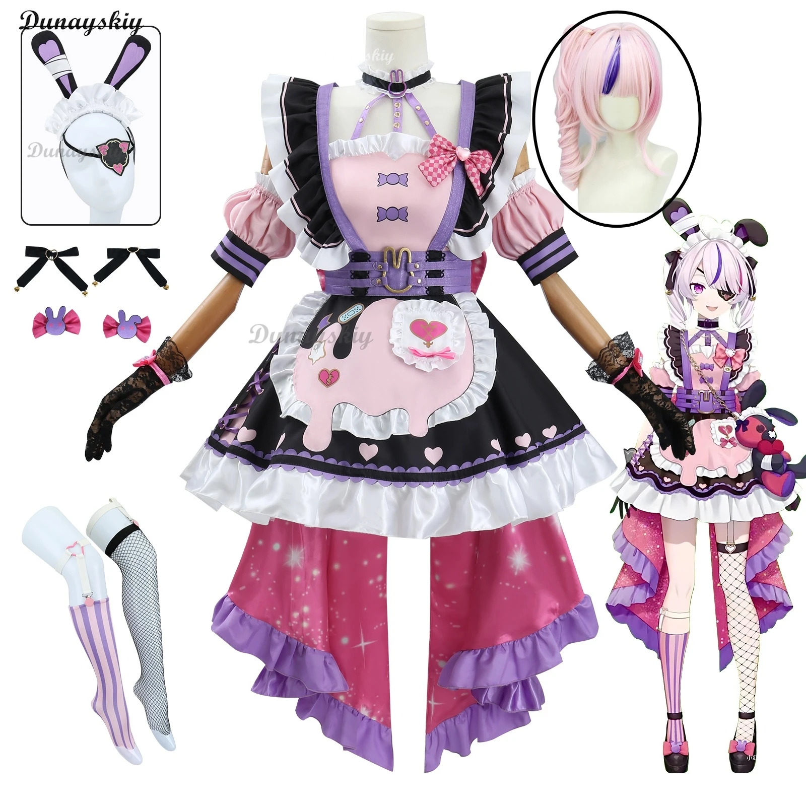 

Женский костюм для косплея VTuber Marionette, костюм с париком, костюм для костюмированной вечеринки, аксессуар для Хэллоуина