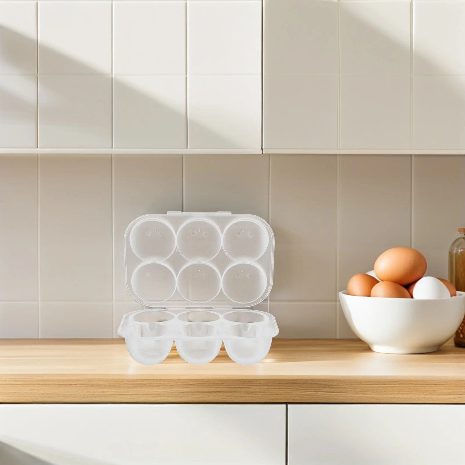 

4Pcs Egg Holder Transparent Plastic Box 6 Grids Portable Clear Egg Storage Organizer for Fridge Camping Picnic