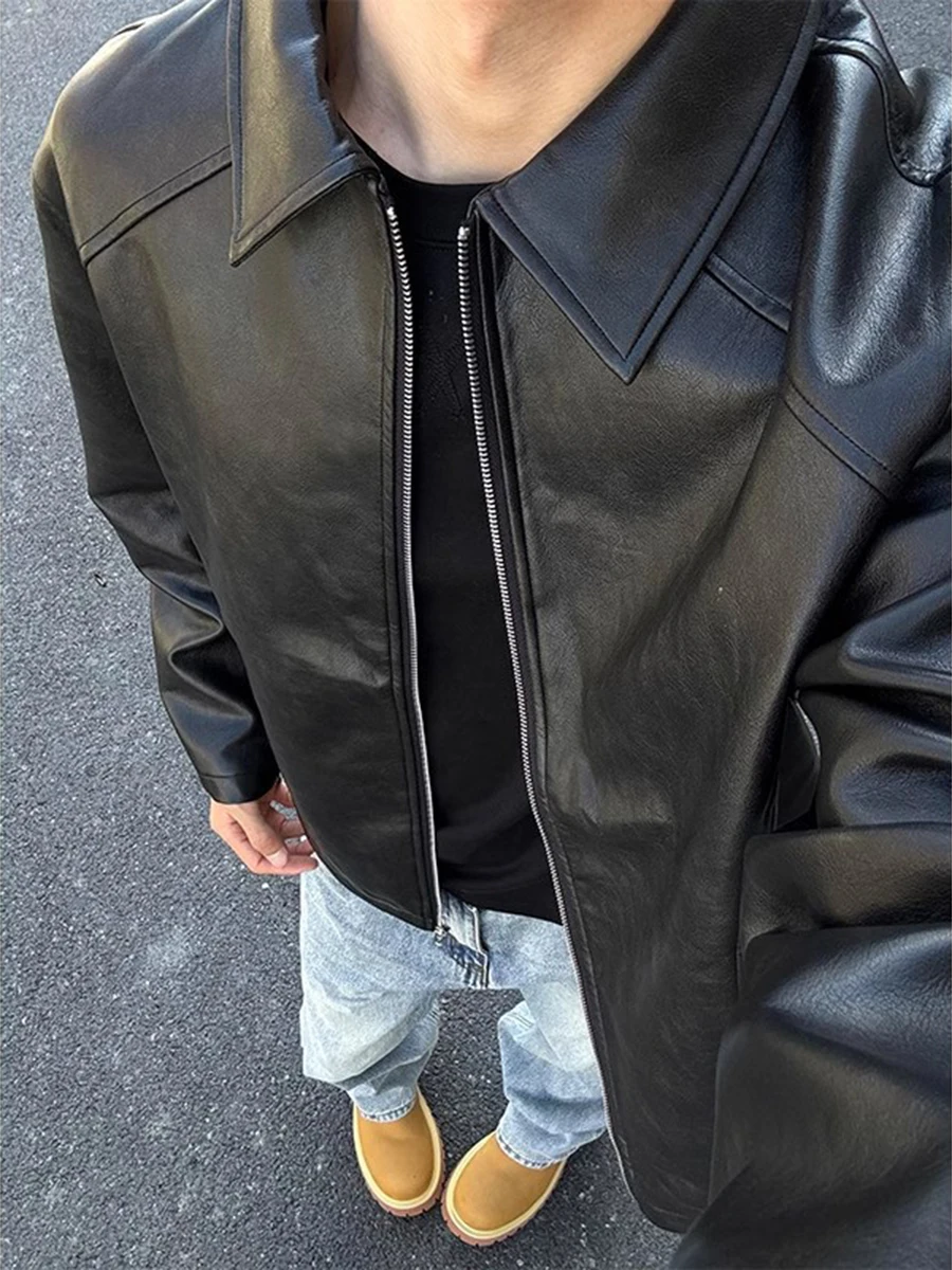 

Ретро-куртка из искусственной кожи в американском стиле с подплечниками для мужчин: высококачественная, стильная мотоциклетная одежда для уличной моды