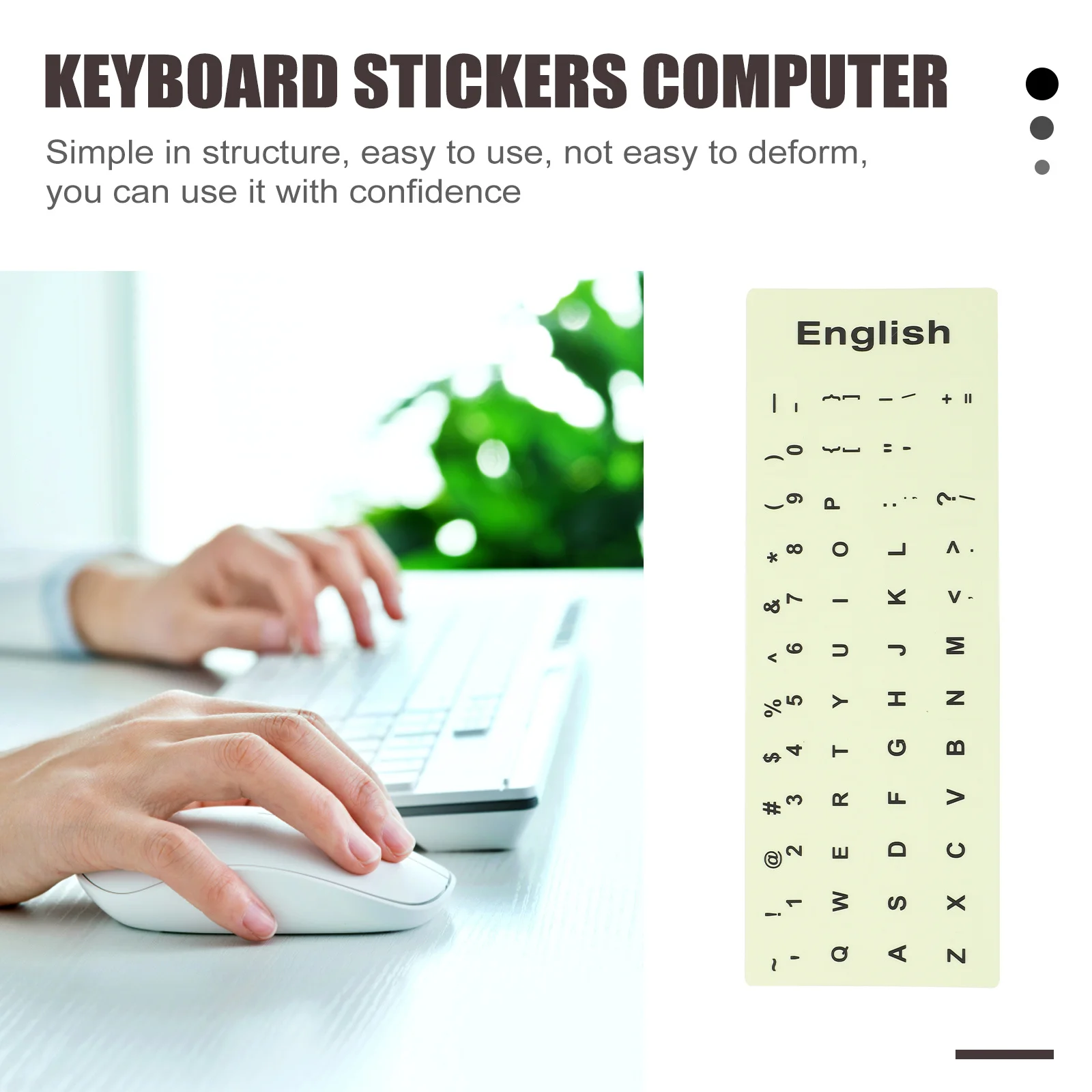 

1 Sheet Night Glow Keyboard Sticker Large Lettering Durable English Replacement Sticker for Laptop Desktop Computer