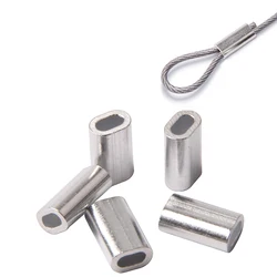 100PCS Aluminum Crimp Sleeves Oval Crimping Sleeves Connector Kit Fishing Line Tube Leader Sleeves Fishing tackle tools