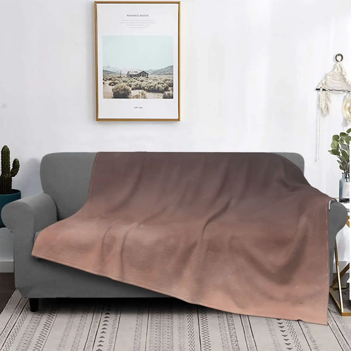 Watercolor Brown Blanket Gradient Colorful Fleece Velvet Autumn Breathable Lightweight Thin Throw Blankets For Car Rug Piece