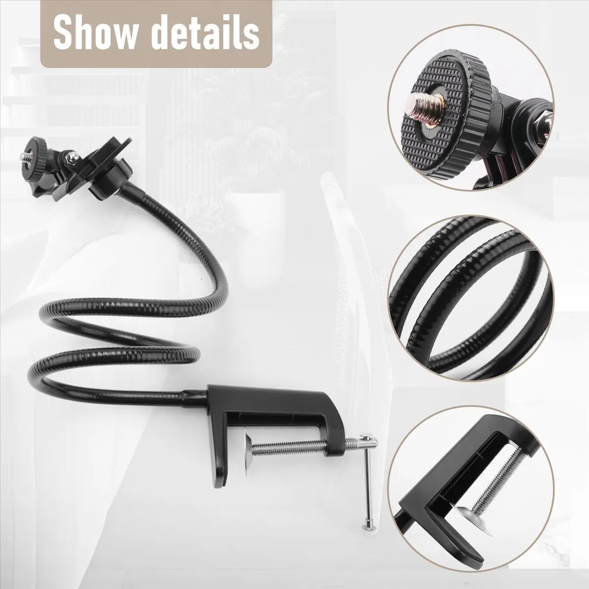 T69C! Soporte de Cámara con Abrazadera de Escritorio Reforzada y Brazo Flexible para Webcam Brio 4K C925E C922X C922